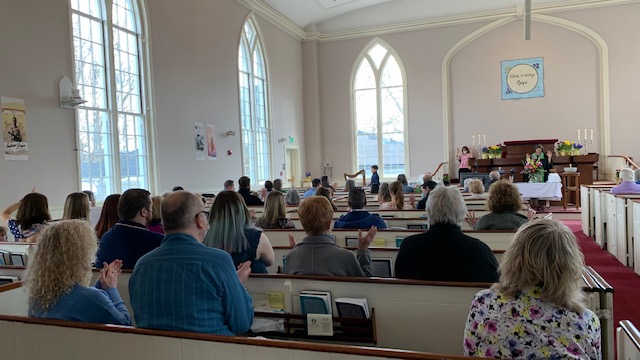 People inside the sanctuary during sunday worship