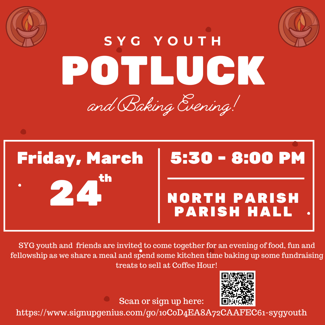 Flyer for SYG potluck