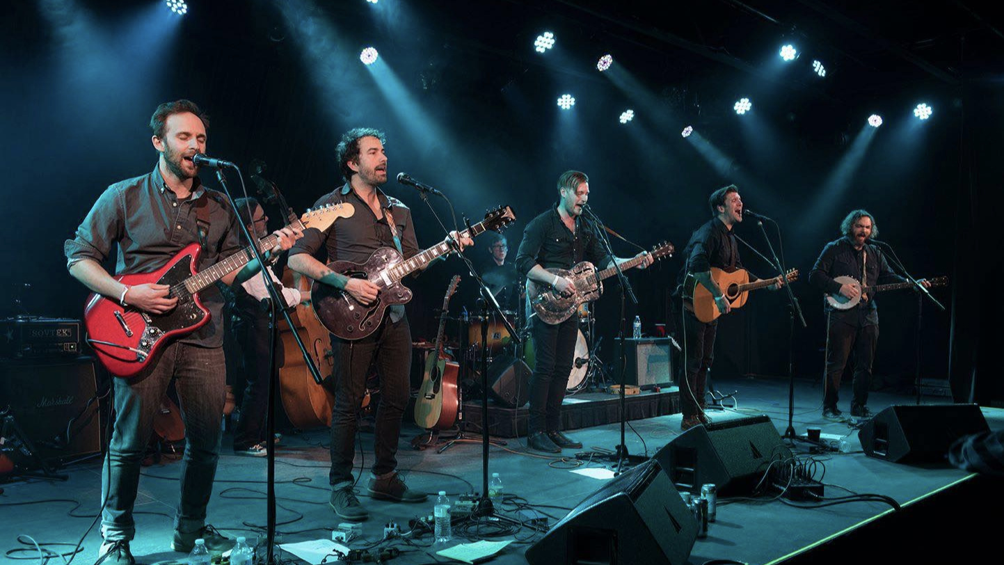 Photo of the Whiskey Treaty Roadshow band on stage