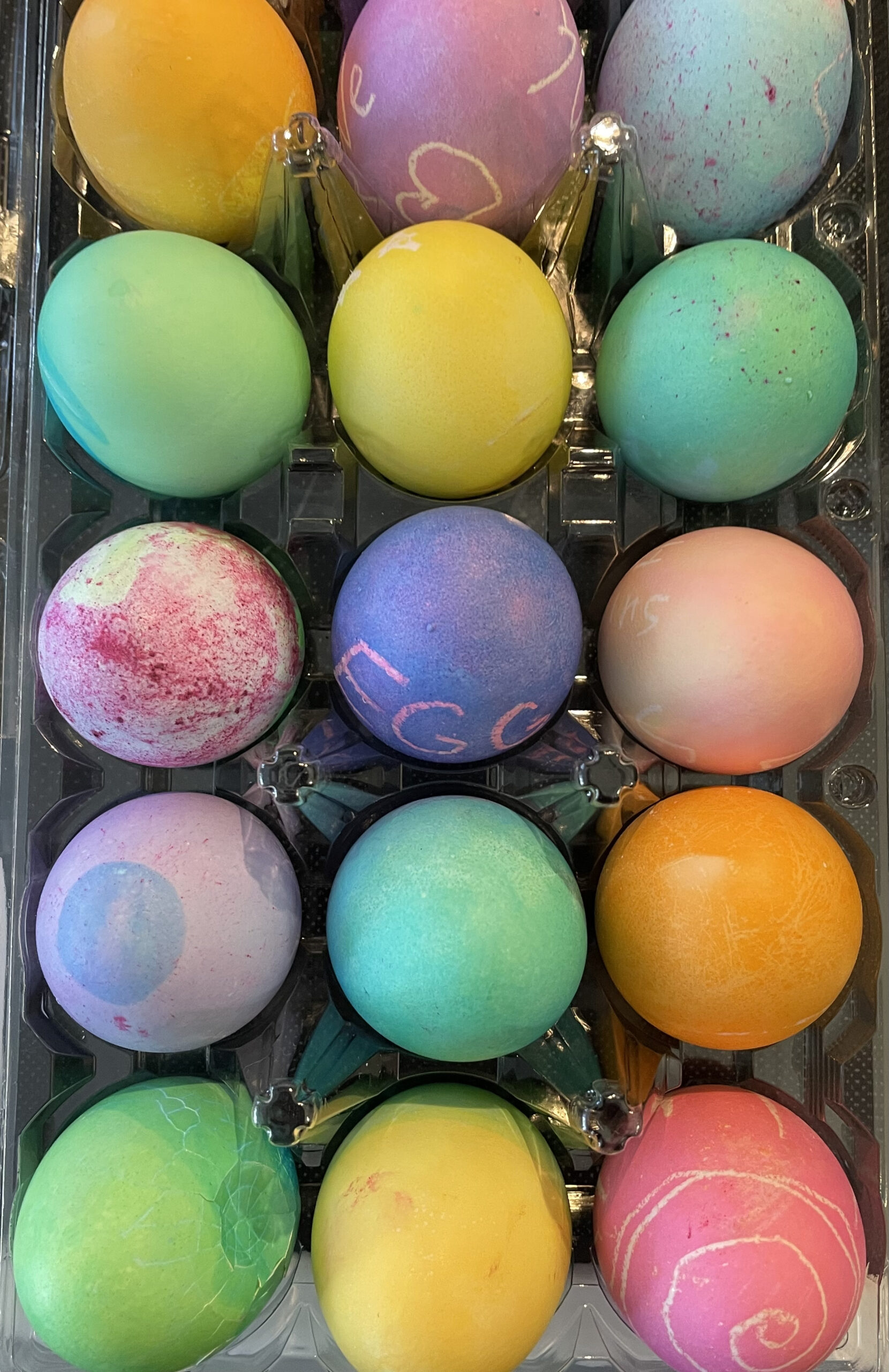 Photo of easter eggs in various colors