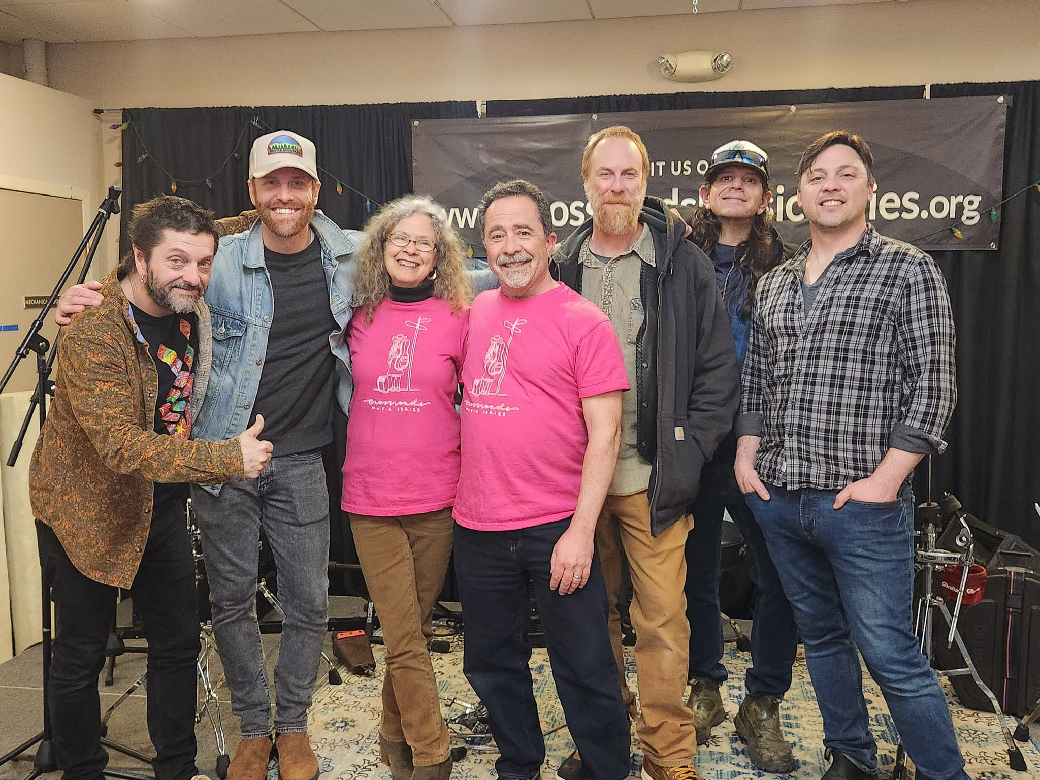 Photo of the Mallet Brother band with NP members at North Parish Crossroads concert