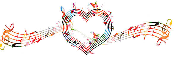 Photo of musical notes with them forming a heart in the middle