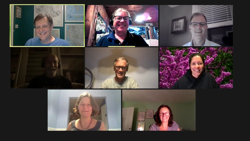 Members of the Board of Trustees during a zoom meeting