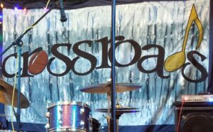 Crossroads Music Series stage backdrop